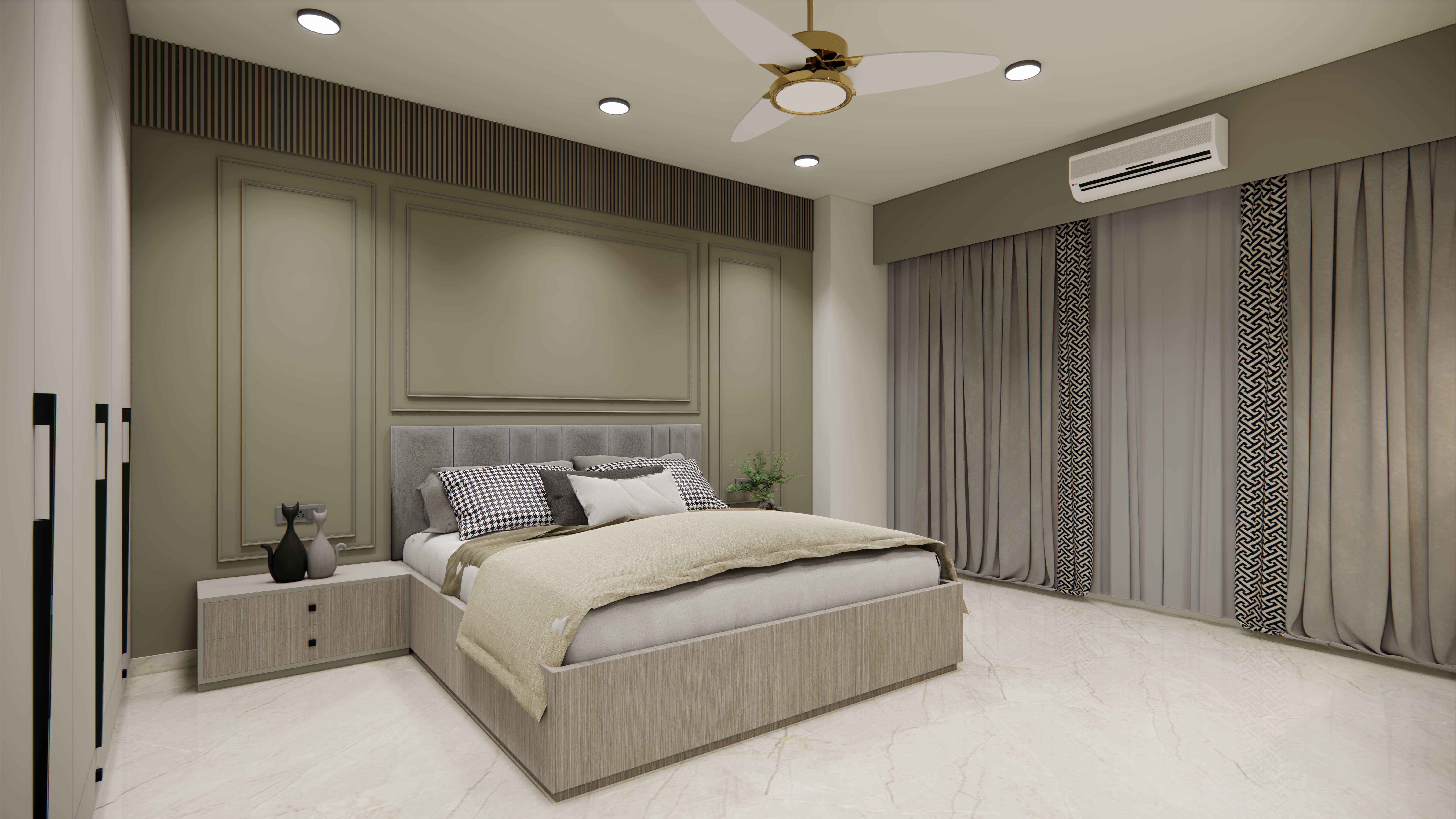 Sliding wardrobe bedroom design in Jaipur