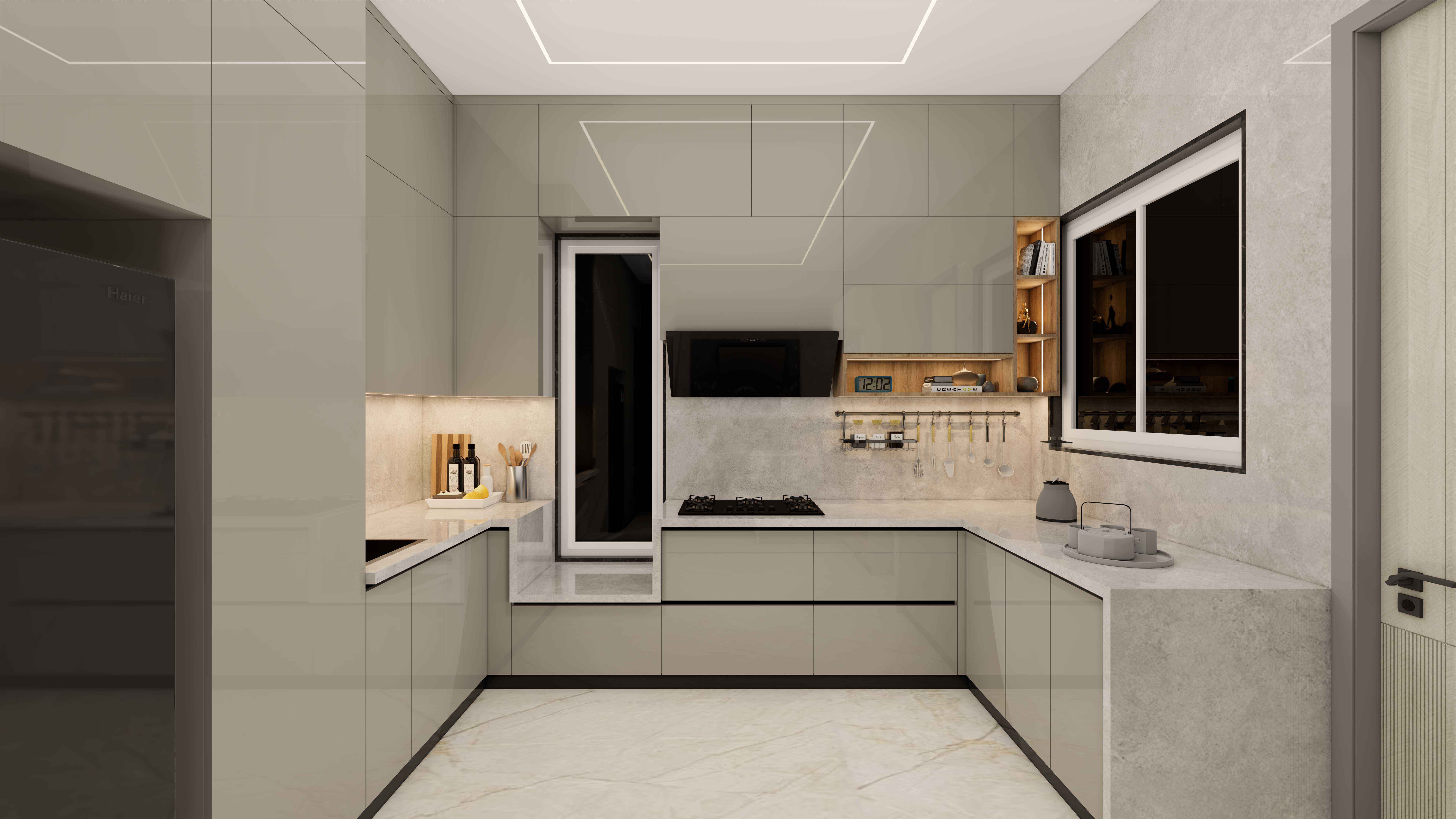 Handleless modular kitchen project in Jaipur