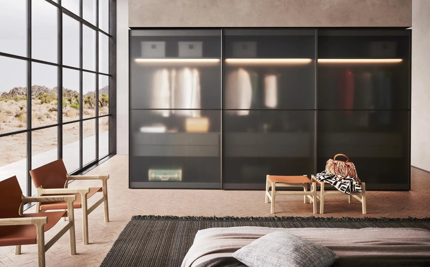 Compact bedroom wardrobe design in Jaipur